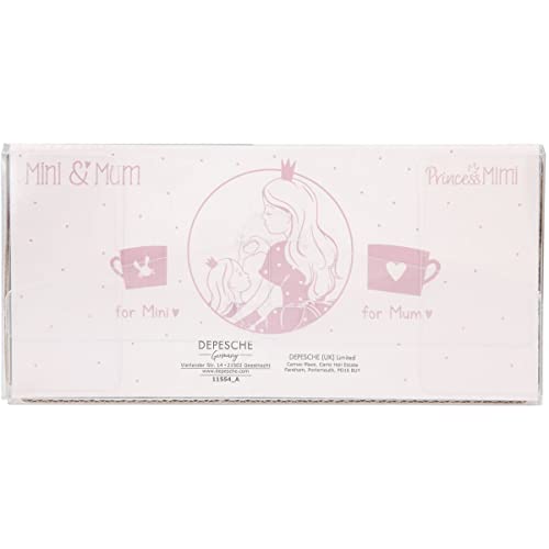 Depesche Mimi-Juego de 2 Tazas de café para mamá e Hija, con Texto en inglés Mum y Little Princess, en Caja de Regalo, Color Rosa. (11554)