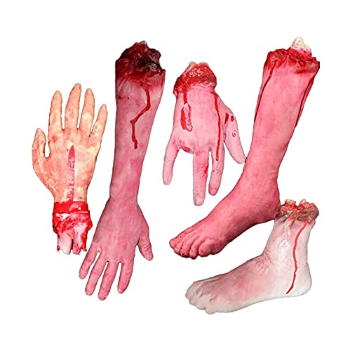 DHZYY Accesorios de sangre de Halloween, mano falsa cortada, partes del cuerpo roto con miedo para casa embrujada, Halloween, vampiro, zombies, suministros de decoración de fiesta