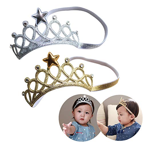 Diadema de corona para niños, diadema de corona para bebé, diadema para recién nacidos, 2 piezas