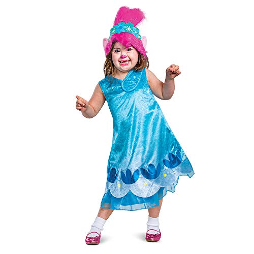 Disfraz de amapola para niños, disfraz oficial adaptativo de Trolls con características de accesibilidad, tamaño clásico mediano (7-8)