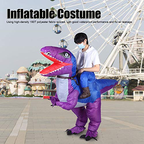 Disfraz de dinosaurio inflable de Halloween Sin fugas de aire Festivales de inflación rápida Decoración de fiesta(X115 azul violeta)