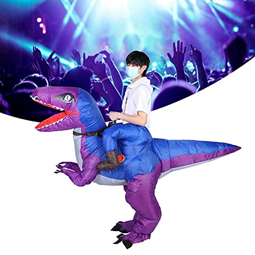 Disfraz de dinosaurio inflable de Halloween Sin fugas de aire Festivales de inflación rápida Decoración de fiesta(X115 azul violeta)
