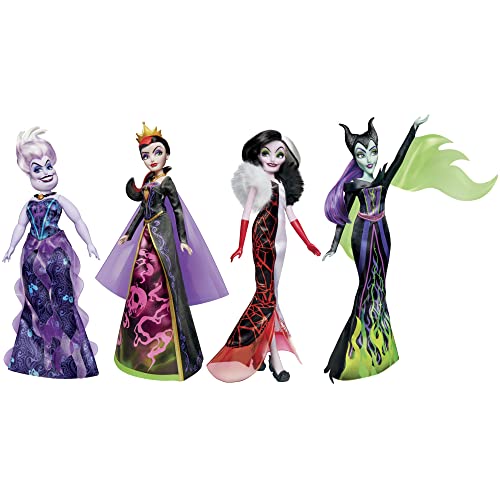 Disney Hasbro Princess Villains - Colección Luces y Sombras - Pack de 4 muñecas de villanas de - Edad: A Partir de 5 años - Exclusivo de Amazon (F5120)
