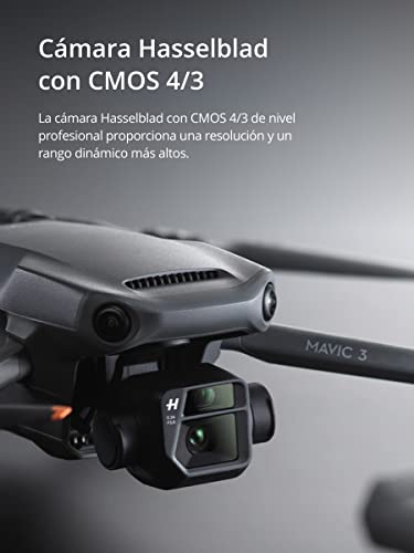 DJI Mavic 3 - Dron con cámara Hasselblad CMOS 4/3, vídeo 5.1K, detección de obstáculos omnidireccional, 46 min de vuelo, cuadricóptero RC con regreso auto. avanzado, transm. máx. de vídeo de 15 km