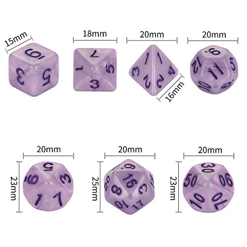 DND Dice, 5 x 7 Juegos (35 Piezas) de Dados de poliedro para Mazmorras y Dragones RPG MTG DND Juego de Mesa con 1 Bolsa Gratis D4 D8 D10 D12 D20