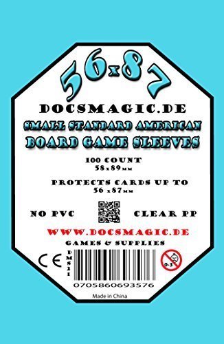 docsmagic.de 100 Small Standard American Board Game Sleeves - 56 x 87 - US - 58 x 89