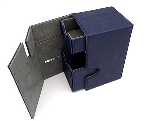 docsmagic.de Premium Magnetic Tray Box (80) Blue + Deck Divider - MTG PKM YGO - Caja Azul