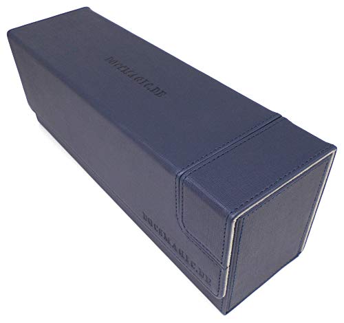 docsmagic.de Premium Magnetic Tray Long Box Dark Blue Medium - Card Deck Storage - Caja Azul Oscuro