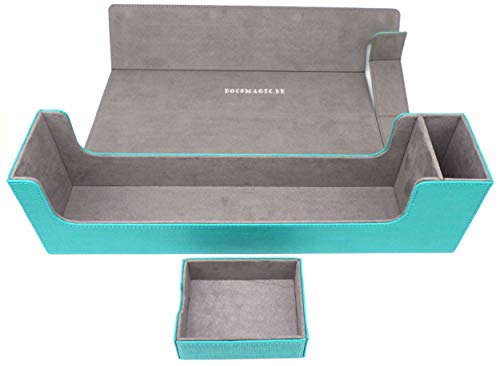 docsmagic.de Premium Magnetic Tray Long Box Mint Large - Card Deck Storage - Caja Aqua