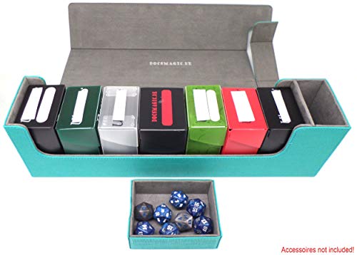 docsmagic.de Premium Magnetic Tray Long Box Mint Large - Card Deck Storage - Caja Aqua