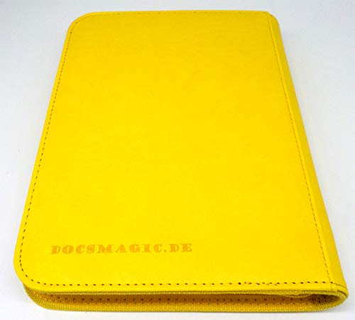 docsmagic.de Pro-Player 4-Pocket Zip-Album Yellow - 160 Card Binder - MTG - PKM - YGO - Cremallera Amarillo