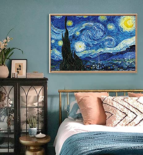 DOUBLETOP Van Gogh Pintura al óleo El Cielo Estrellado Noche 2000 piezas de cartón para adultos rompecabezas cerebro Teaser Teaser decoración del hogar marco colgante fragmento cumpleaños regalos