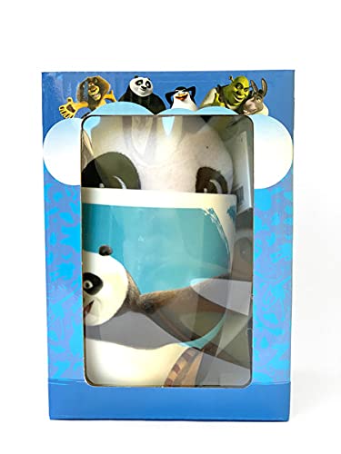 DreamWorks Heroes Set de regalo – Shrek, Kung Fu Panda, Madagascar, Home – Taza de 300 ml + peluche de Little Dreamers Idea de regalo (panda – panda)