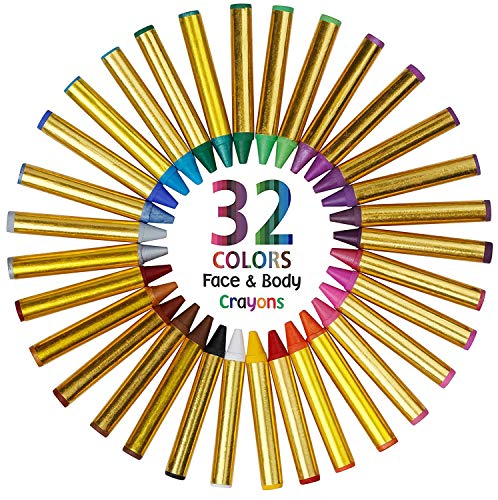 Dress Up America-32 Color Vibrante Stix Face Paint Mega Pack Crayones Seguros y no tóxicos para la Cara y el Cuerpo (945)