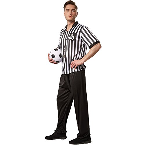 dressforfun Disfraz de árbitro para Hombre | Camisa de Manga Corta a Rayas con Cuello | Pantalón Largo (L | No. 301816)