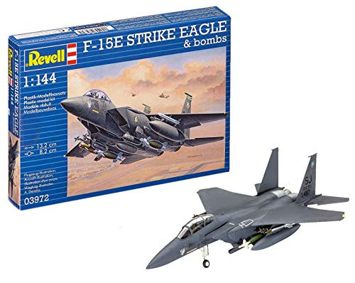 Eagle Revell-F-15E Strike Eagle & Bombs, Kit de Modelo, Escala 1:144 (3972) (03972), 13,2 cm