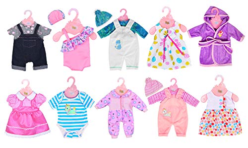 ebuddy 10 juegos de ropa para muñecas recién nacidas de 14 a 16 pulgadas y para niñas de 18 pulgadas.