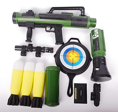 El Juguete Jedi Bazooka Puede lanzar mortero Pistola de granadas de Bala Suave Modelo Militar catapulta Pistola de Juguete eléctrica para niños. (Ejercito Verde)
