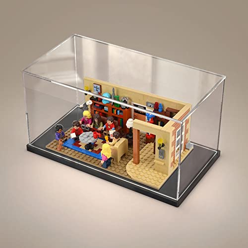 ELEpure Caja Vitrina Acrílica Transparente para Colección LEGO Figines Maqueta, Caja grande Expositor Caja de visualización Almacenamiento Antipolvo con Base para Juguete Mini (Negro, 30x20x20 cm)