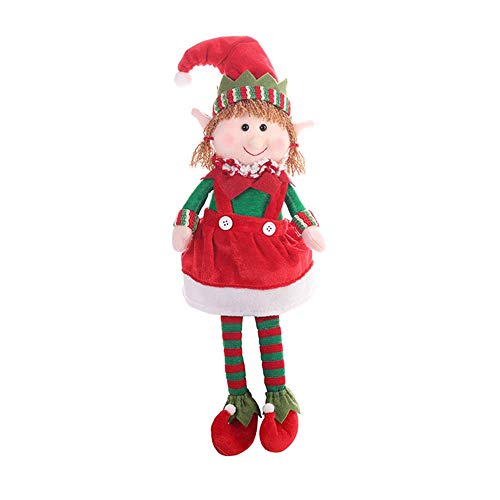 Erlove Juguete de Peluche navideño, muñeco con Figura de Elfo Sentado con Patas Colgantes, Adornos de muñeco de Elfo para Regalo de niños
