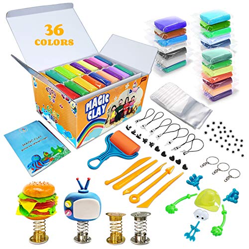 ESSENSON Kit de Arcilla de Modelado – 36 Colores de Arcilla mágica Seca al Aire, Suave y Ultra DIY Arcilla Moldeadora, Manualidades para niños, niños y niñas