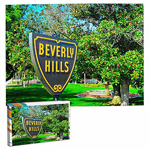 Estados Unidos América Beverly Hills Los Ángeles Rompecabezas para Adultos, 500 Piezas de Madera, Regalo de Viaje, Recuerdo, 20.4 x 15 Pulgadas