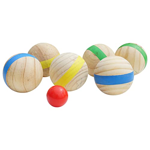 EXCEART 7 unids Bolas de hierba de madera Rolling Bolas deportivas aire libre Bocce Niños Bolas divertidas