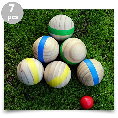 EXCEART 7 unids Bolas de hierba de madera Rolling Bolas deportivas aire libre Bocce Niños Bolas divertidas