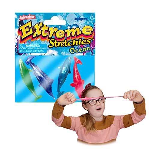Extreme Stretchies - Océano de Deluxebase. Paquete de 4 pequeños Juguetes de Animales de la Vida Marina elásticos niños y niñas, geniales Juguetes de Fiesta