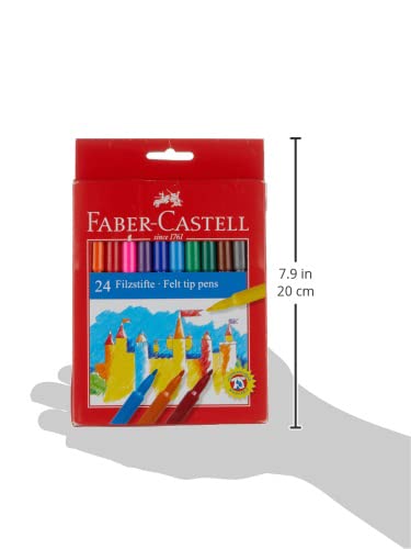 Faber Castell 554224 - Estuche de cartón con 24 rotuladores escolares, punta de fibra, multicolor