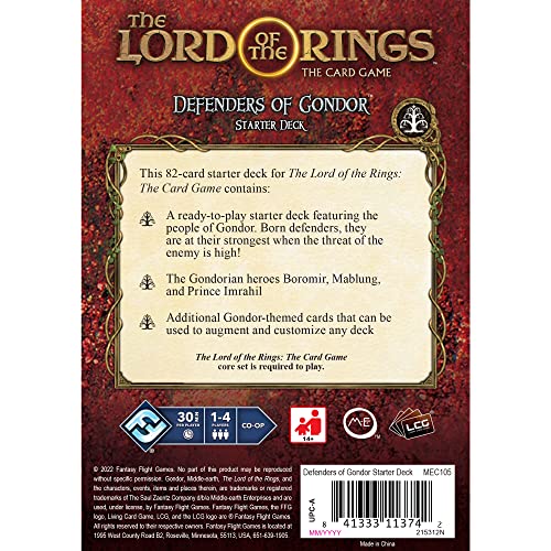 Fantasy Flight Games | El Señor de los Anillos LCG: Defenders of Gondor Starter Deck | Juego de Cartas | Edades 13+ | 1-4 Jugadores | 30-60 Minutos Jugando Tiempo