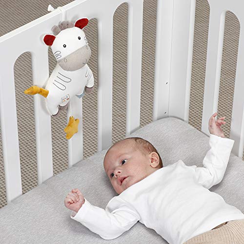 Fehn 056020 Zebra FehnNATUR – Caja de música para bebé de algodón orgánico – Con mecanismo de música extraíble y fijación – Para bebés a partir de 0 meses – Tamaño: 2 cm
