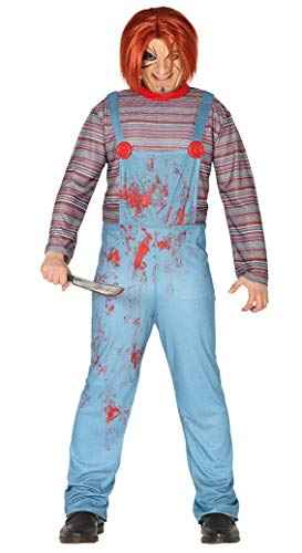 FIESTAS GUIRCA - Disfraz muñeca Assassina Chuckie Adulto, Color Azul y Rojo, L, 88366