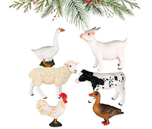 Figuras de animales, 6 piezas de animales de plástico realistas Set de figuras de animales juguetes para niños, juguetes educativos de animales de granja, juguetes de aprendizaje de animales