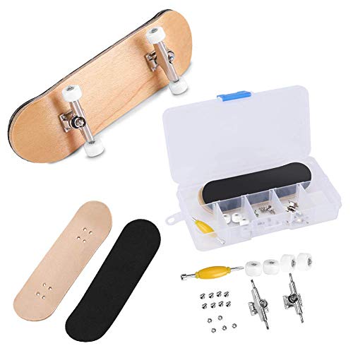 Fingerboard Finger Skateboards, Mini diapasón, Patineta de dedos profesional Maple Wood DIY Assembly Skate(Blanco)
