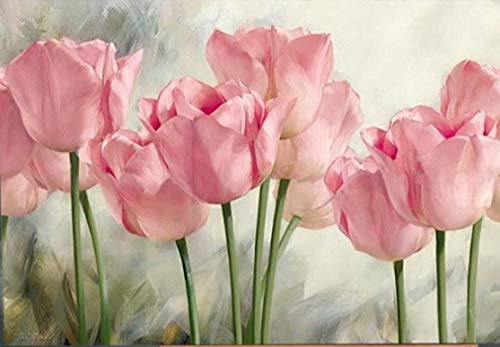 Fokenzary - Pintura de pintura al óleo por números para niños o adultos principiantes con pinceles y pinturas acrílicas (40x50cm,tulipán)