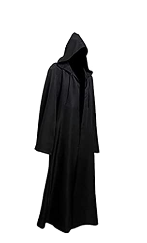 Fuman Jedi Robe Deluxe Cosplay Disfraz Capa con Capucha Negro L