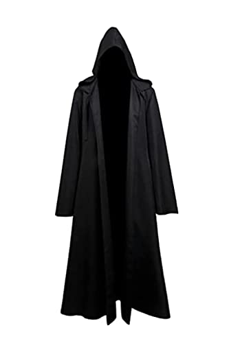 Fuman Jedi Robe Deluxe Cosplay Disfraz Capa con Capucha Negro L