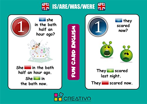 Fun Card English IS/ARE/WAS/WERE (Grammar and Vocabulary Flashcards + Exciting Game)