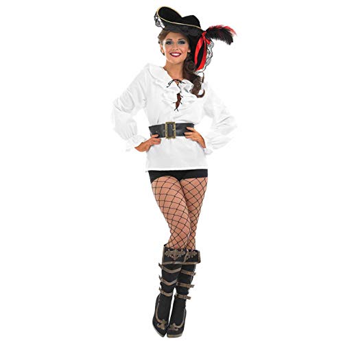 Fun Shack Camisa Blanca Pirata Mujer, Disfraz Mujer Carnaval Disponible en Talla M