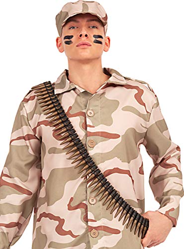 Funidelia | Cinturón de Balas para Hombre y Mujer ▶ Militar, Soldado, Profesiones, Camuflaje - Color: Negro, Accesorio para Disfraz - Divertidos Disfraces y complementos