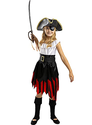 Funidelia | Disfraz de Pirata - Colección bucanero para niña Talla 3-4 años ▶ Corsario, Bucanero - Color: Negro - Divertidos Disfraces y complementos para Carnaval y Halloween