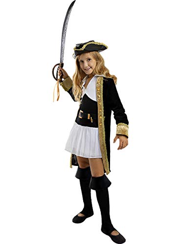 Funidelia | Disfraz de Pirata Deluxe- Colección Colonial para niña Talla 3-4 años ▶ Corsario, Bucanero - Color: Negro - Divertidos Disfraces y complementos
