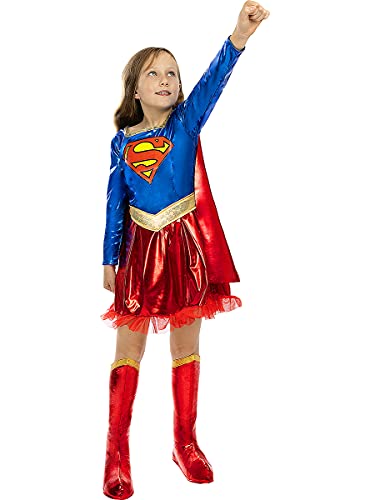 Funidelia | Disfraz de Supergirl Deluxe Oficial para niña Talla 10-12 años ▶ Kara Zor-El, Superhéroes, DC Comics - Color: Rojo - Licencia: 100% Oficial
