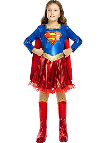 Funidelia | Disfraz de Supergirl Deluxe Oficial para niña Talla 10-12 años ▶ Kara Zor-El, Superhéroes, DC Comics - Color: Rojo - Licencia: 100% Oficial