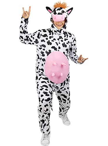 Funidelia | Disfraz de Vaca para hombre ▶ Animales, Granja - Disfraz para adultos y divertidos accesorios para Fiestas, Carnaval y Halloween - Talla L-XL - Blanco