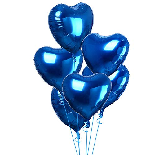 FVCENT 30 Piezas corazón Globo ,Globos de Papel de Aluminio, para el Día de San Valentín Bodas Nupcial Aniversario y Compromiso cumpleaños, Baby Shower, decoración del Partido(Blue)