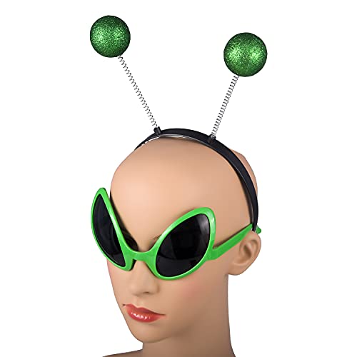 Fvomye Juego de 2 piezas de gafas de alien y diadema Alien Gafas de sol de antenas marcianas para Halloween, fiestas de disfraces y cultivos de fotografía