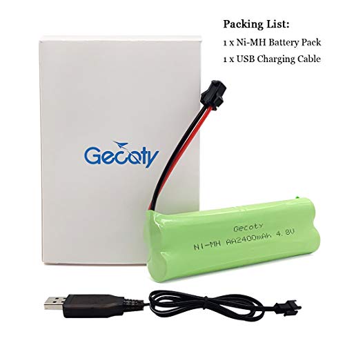 Gecoty® Baterías Recargables NI-MH AA de,batería RC 4,8v 2400 mAh con Cable de Carga y Conector SM para automóvil, iluminación y Herramientas eléctricas controladas a Distancia