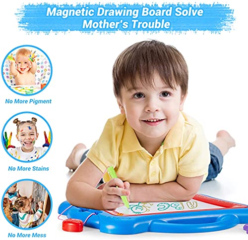 Geekper Pizarra magnética Infantil, 41 x 33cm Grande Magnético Pintura de la Escritura Doodle con 5 Sellos y Pegatinas Juguetes Educativos para Niños Mayores de 3 Años